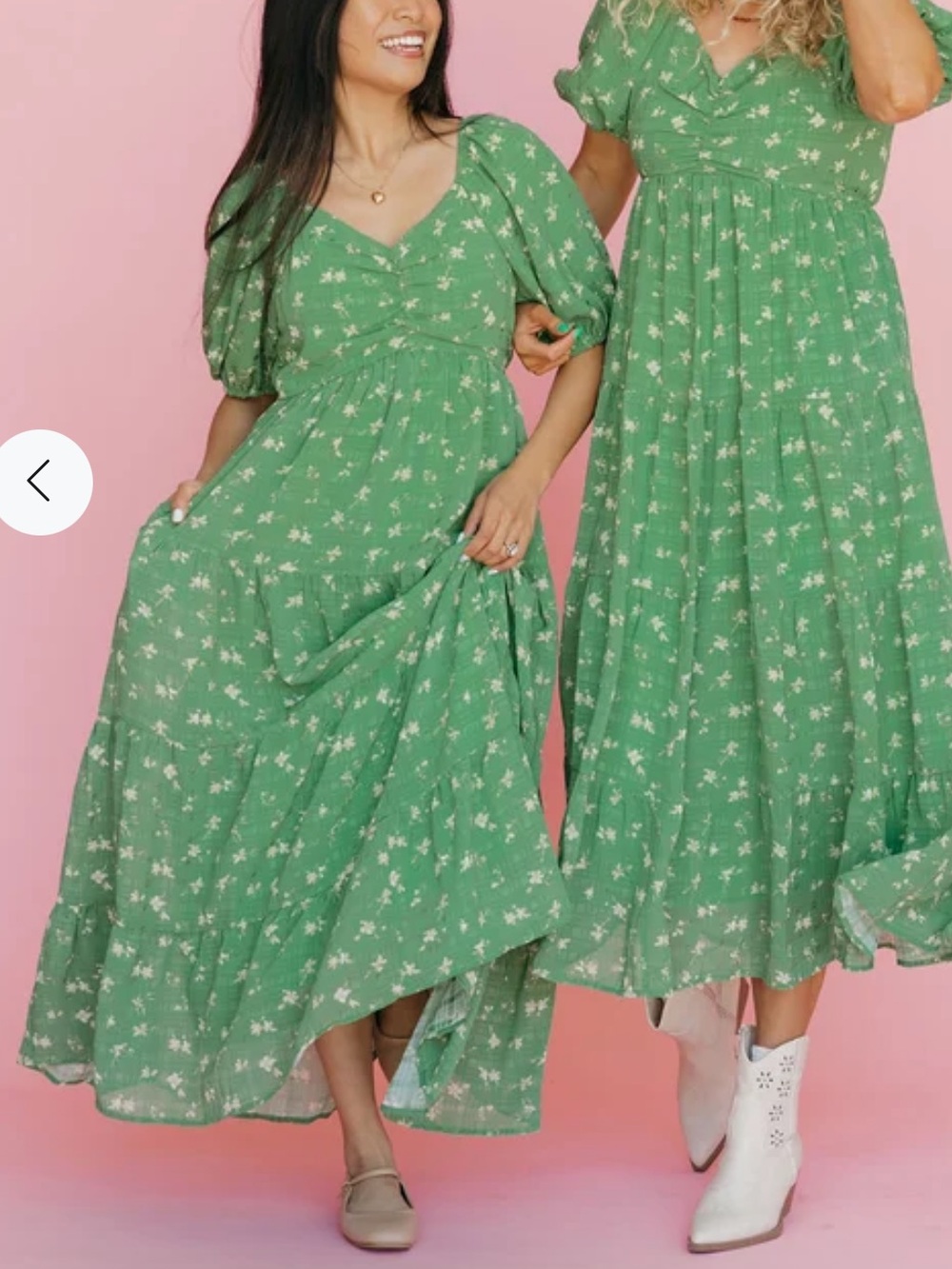 Green Floral V-Neck Maxi Dress